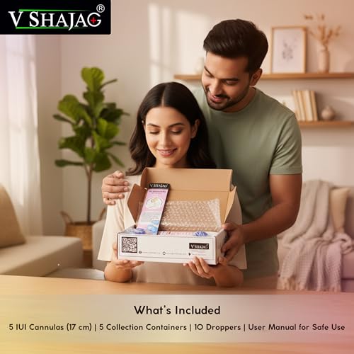 V Shajag Advanced IVI/IUI Home Insemination Kit (17cm) | Fertility Solution for Couples Trying to Conceive | Includes 5 IUI Cannula, 5 Collection Containers & 10 Bonus Droppers | Safe & Precise (Pack of 5)
