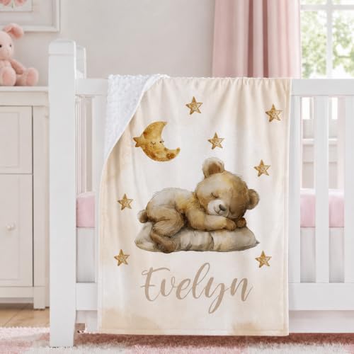 Image of Personalized Baby Blanket for Girls, Custom Nursery Blanket with Name, 30 x 40 Inch Soft Minky Blanket for Baby Toddlers, Newborn Print 01