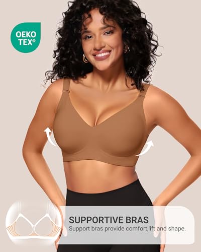 Image of HORISUN Comfortable Seamless Full Coverage Bra for Women Wireless Bras with Soft Support Regular and Plus Size