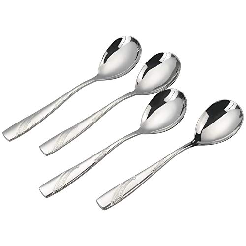 Bringer 6 Pieces Stainless Steel Buffet Spoons Large Silver Serving Spoon