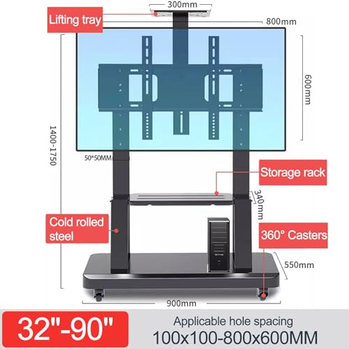 Soporte móvil para TV ajustable con doble estante miniatura 6