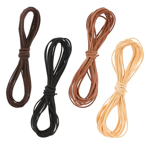 Prasacco 4 Rollen Lederschnur, 5 m x 2,5 mm Lederband 4 Farben Faux...