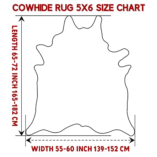 A-Star Brown And White Cowhide Area Rug Premium Quality Natural Cow Skin Leather Rug For Living Room Décor 5Ft X 6Ft (60Inch X 72Inch, 152.4Cm X 182.88Cm) X-Large #TOP6
