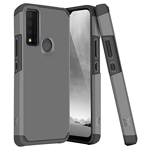 TJS Compatible with TCL 30 XE 5G Case Inch, Dual Layer Hybrid Shockproof Drop Protection Impact Cover Phone Case (Gray)