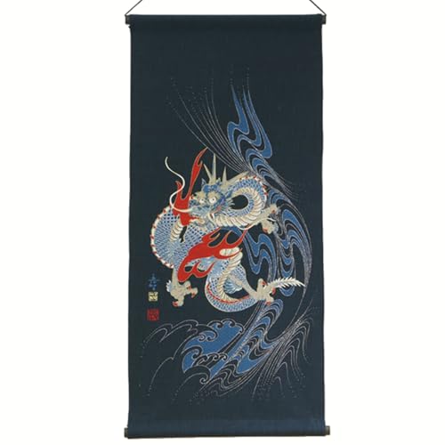 丸全 タペストリー 綿大判タペストリー (紙管セット) 龍 約46×98cm 日本製 M-4