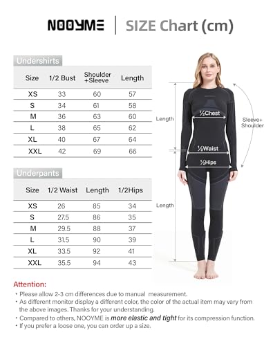 NOOYME Thermounterwäsche Damen Atmungsaktiv Thermowäsche Set Funktionswäsche Anti-bakteriell und Flexibel Skiunterwäsche Warme Unterwäsche für zu Hause und Sport im Herbst Winter