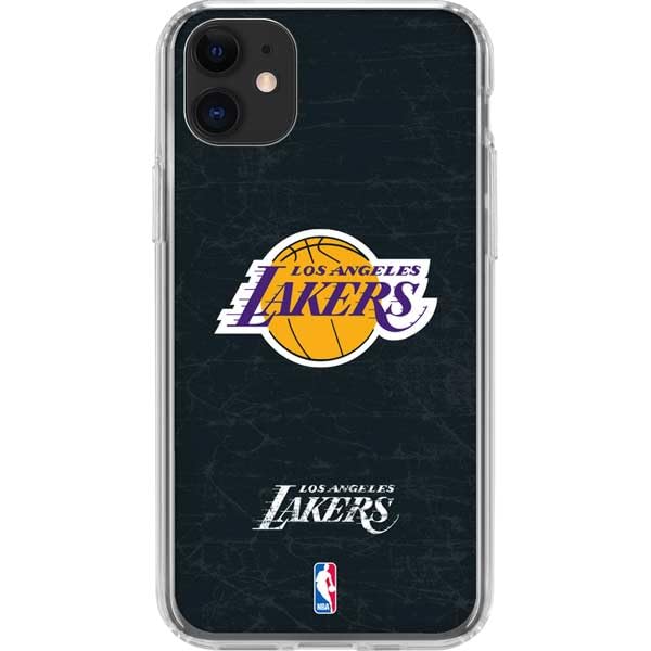 Skinit Clear Phone Case Compatible with iPhone 11 - Officially Licensed NBA Los Angeles Lakers Black Primary Logo Design