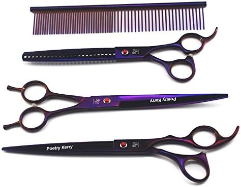 high-end Professional pet Care 8.0 inch pet Scissors 440C Steel Purple (3Set-2)