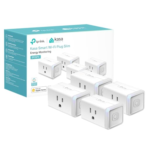 Kasa Smart Plug Mini 15A, Apple HomeKit Supported, Smart Outlet Works with Siri, Alexa & Google Home, UL Certified, App Control, Scheduling, Timer, 2.4G WiFi Only, 4 Count (Pack of 1) (EP25P4), White by Kasa Smart - Used condition - US$26.78