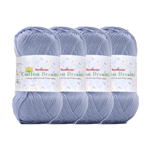Image of Vardhman 100% Cotton Dreamz Light Weight Natural Thin Yarn | Pack-4 100g