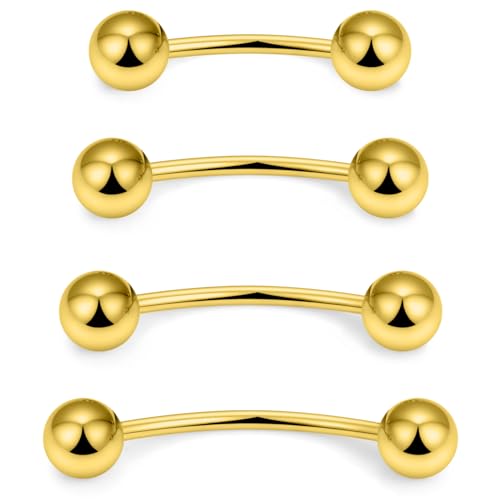Vqoxaggi Snake Eyes Piercing Jewelry Tongue Surgical Steel Frog Eyes Tongue Rings 16G Eyebrow Piercing Curbed Barbell Vertical Labret Lip Jewelry Gold Bridge Piercings Women Men 10mm/12mm/14mm/16mm