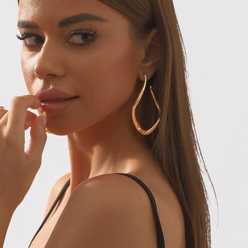 Large Gold Hoop Earrings Square Hoop Earrings for Women Vintage Dangle Earring2