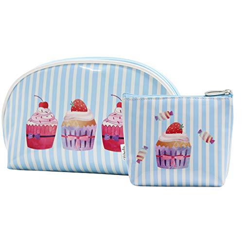 Hibala 3Pcs Waterproof Cosmetic Bag Makeup Bag Toiletry Bag Wash Bag Vacation, Bathroom and Organizing Bag Travel Set Daily Use for Women (Cup Cake)