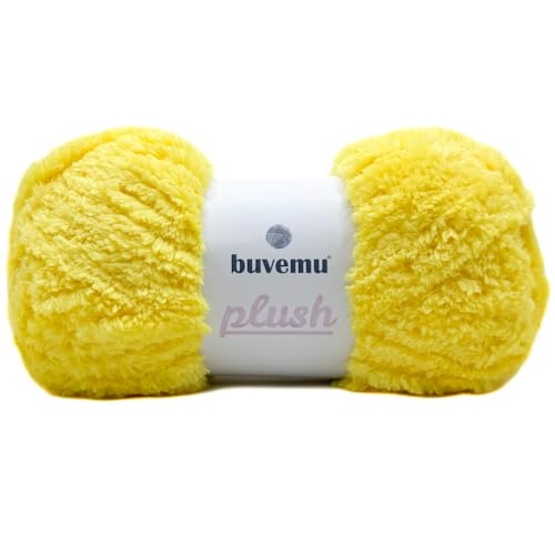 Image of Plush Faux Fur Bulky Yarn, Super Soft Fluffy Fuzzy for Knitting Crocheting Crafting, 100 Gram (3.53 Ounces) 109 Yards (100 Meters) (Yellow)