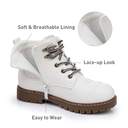 Ahannie Boys Girls Boots Kids Combat Ankle Boots Embroidered Stylish Fall Shoes with Side Zipper(Toddler/Little Kid/Big Kid)3