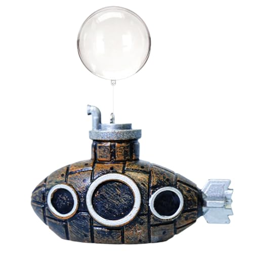 Image of Floating Fish Tank Decorations, Retro Submarine Aquarium Decor with Ball Artificial Resin Accessories for Fish Tanks Pool (as Shown)