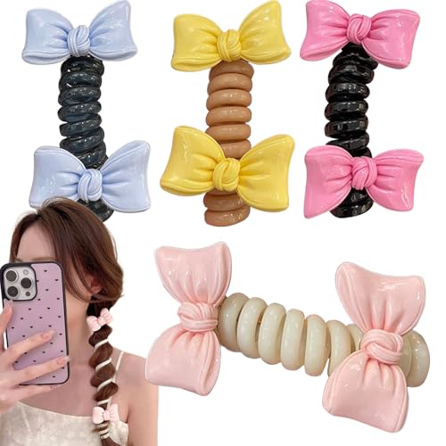 Dtaigou 4 lazos para el pelo en espiral para coleta de caballo, accesorios bonitos para mujeres, no dañan la cola de caballo, para niños, adolescentes, uso diario, viajes, entrenamiento, baile