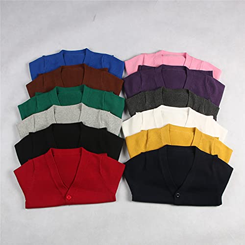 1-7T Little Boys Girls Cotton Knit Sweater V Neck Long Sleeve Cardigan Solid Button Sweaters Outwear School Uniforms4