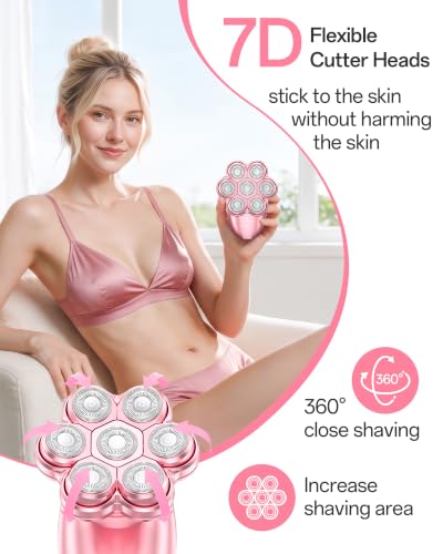 Image of Electric Razors for Women, 5-in-1 Womens Electric Shavers for Legs,7D Waterproof Wet Dry Travel Body Hair Remover Bikini Shavers Gift for Lady Face Underarms Public