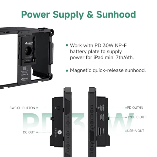 Image of Accsoon PowerCage Mini iPad Cage 8.3inch for i.Pad Mini 6 /7(A17 Pro) Tablet Cage with NP-F Battery Adapter Sunhood Protective iPad Case, Use with SeeMo 4K /CineView for Monitoring