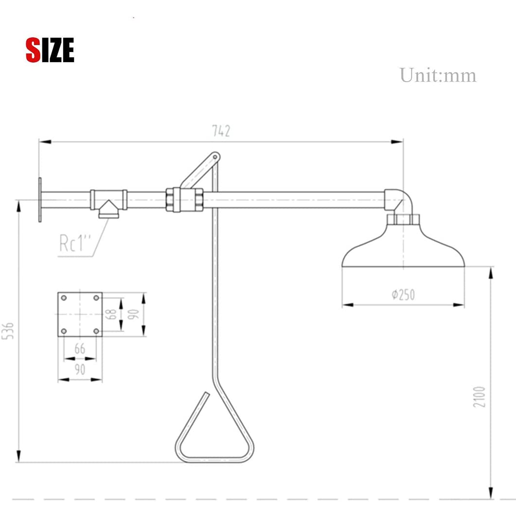 Estación de lavado de ojos de emergencia, ducha de seguridad montada en la pared con acero inoxidable recubierto de ABS, uso en exteriores, instalación horizontal, esencial para la seguridad en el