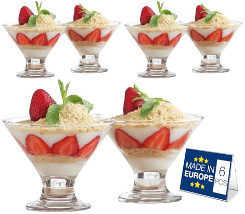 LAV Crema de cristal helado de postre Bowl - 165 ml - Pack de 6 tazones de helado Copas