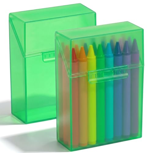 Image of Clabby 2 Pcs Clear Plastic Crayon Boxes Hold 24 Count, Green