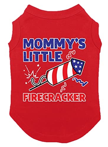 Mommy's Little Firecracker - USA Independence Day 4th of July Dog Shirt (Red, Small)