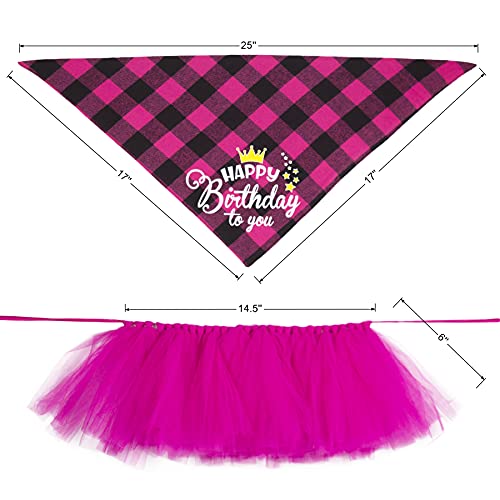 Ptdecor Dog Birthday Hat Bandana, Girl Dog Birthday Party Supplies, Pink Dog Tutu Crown Scarf Happy Birthday Banner Dog First Birthday Outfit For Dogs Pets #TOP4