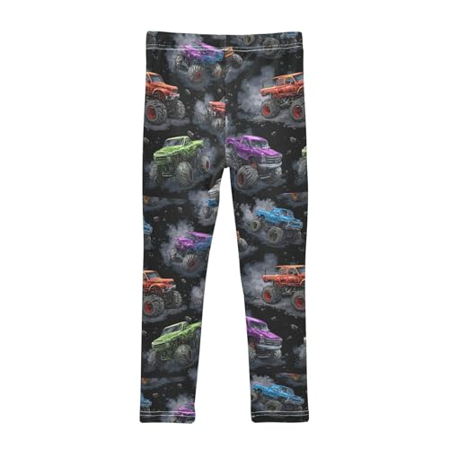Boccsty Gray Smoke Debris Colorful Truck Girls Leggings Kids Yoga Pants Dance Active Tights 4T2