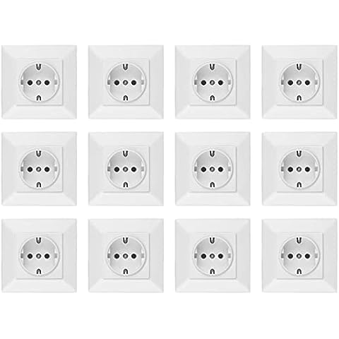 Voxura Concept Komplett Set 12x Schuko Steckdose + 12x Abdeckrahmen 1-fach 50 x 50 mm weiß Cover