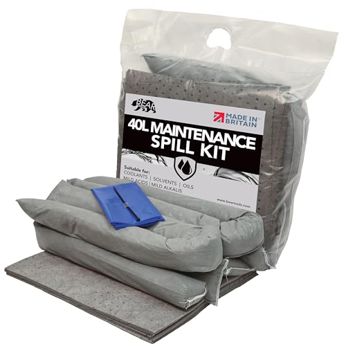40L Spill Kit (Maintenance) UK Manufactured Grey Absorbs Non-Aggressive Oil and Water Based Fluids For Indoor/Outdoor Use to contain General Liquid Spills On-the-go Bag