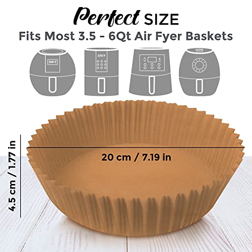 100Pcs Air Fryer Disposable Paper Liners, Free 7" Tongs. Non-Stick, Water Proof Air Fryer Paper Liners. Easy Clean Up. Roasting, Baking, Steaming. Air Fryer Parchment Paper For Air Fryers Fit 3.5-6Qt #TOP6