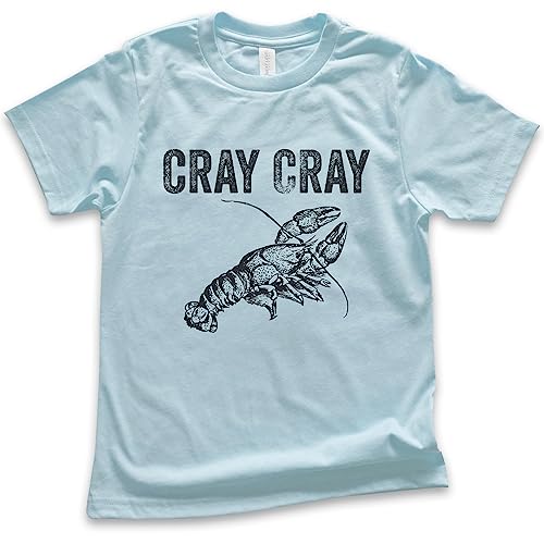 EVERTREE CLOTHING Cray Cray Shirt, Youth Kids Girl Boy T-Shirt, Crayfish Shirt, Fishing Shirt, Funny Fish Shirt
