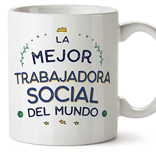 MUGFFINS Tazas para TRABAJADORA SOCIAL mujer - En Español - Mejor del Mundo - 11 oz / 330 ml - Regalo original y divertido