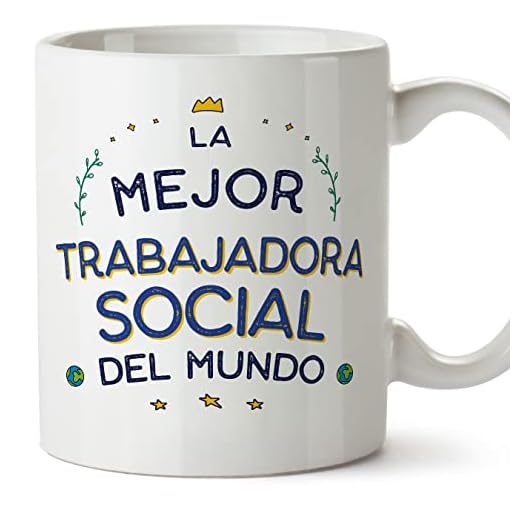 MUGFFINS Tazas para TRABAJADORA SOCIAL mujer - En Español - Mejor del Mundo - 11 oz / 330 ml - Regalo original y divertido