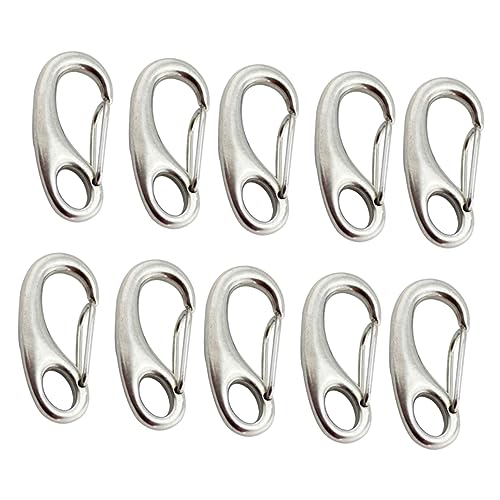 CHILDWEET 10pcs Climbing Button Carabiner Lightweight Carabiner Climbing Carabiner Spring Buckle Carabiner Buckle Practical Hook Springs with Hooks Buttons Spring Hook Stainless Steel Silver