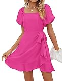 Sampeel Summer Dresses for Women Knee Length School Dance Birthday Party Dress Hot Pink XS