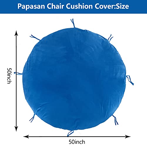 Papasan Cushion Cover Only, Indoor Dutch Velvet Smooth Soft Zippered Slipcover For Papasan Round Egg Chair Cushion,Machine Washable Unfading With Attached 8 Pairs Straps(Fits 43-48In Round Cushion) #TOP1