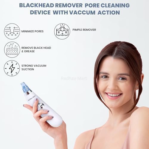 Radhav Mart 4 In 1 Multi-Function Blackhead & Whitehead Extractor Remover Device Facial Cleansing Tool,Skin Cleaner,Pimple Removal Tool,Acne Pimple Pore Cleaner Vacuum Suction Tool For Unisex(White) 2