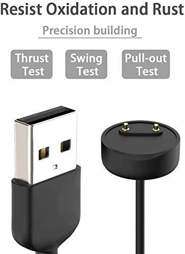 Image of Strong Mi 5 Charger Fast Charging Cable 2 Pin Magnetic Smart Watch Band Charger, Xiaomi Band 5 Smart Band USB adapter cable 45cm (Black) (MI Band 5)