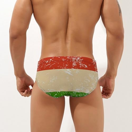 Hungary Vintage Flag Mens Swim Briefs Bikini Sexy Low Rise Trunks Swimsuit Bathing Suit Beach2