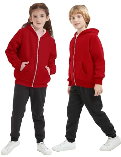 Image of Kids Sherpa Lined Zip Up Hoodie Winter Warm Fleece Jacket 4-15Y