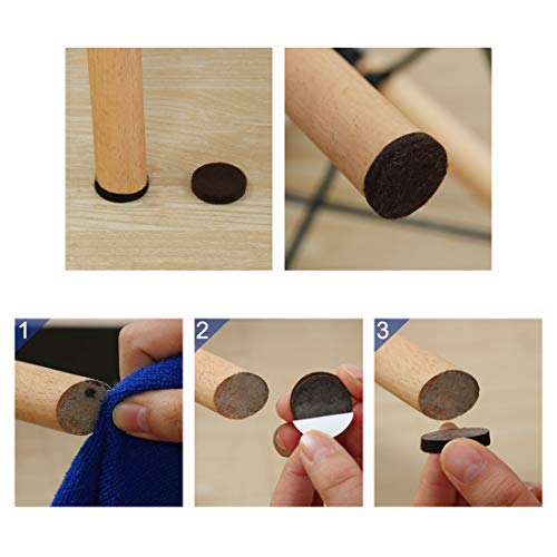 Uxcell 36Pcs Furniture Pads Round 1 1/4" Self-Stick Non-Slip Anti-Scratch Felt Pads Floors Protector Dark Brown #TOP6