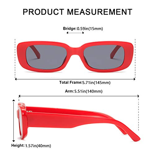 Image of Vintage Rectangle Sunglasses for Women Men 90s Fashion Narrow Square Frame Eyewear UV400 Protection