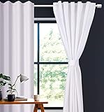 Lightnpro White Cotton Curtains 84 Inch Length - 50x84 Tab Top Farmhouse Drapes for Living Room, Bedroom or Dining, Light Filtering Long Window Curtains Panels (Set of 2)