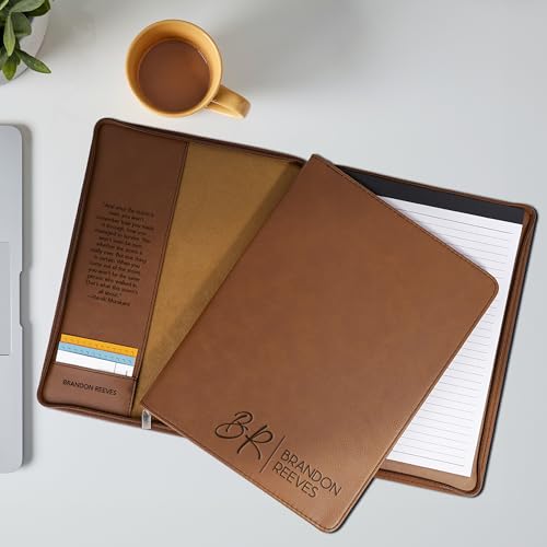 Personalized Padfolio, Custom Engraved 2 Initials & Name Padfolio, Customized Portfolio for Women & Men, 7 Colors & 2 Sizes, Personalizd Gifts for Students, Graduates, Co Workers, 6 Designs - Thumbnail 4