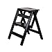 Tabourets Pliables à 2 marches Échelles en Bois pour la Cuisine Ménage Porte-Fleurs Portable Adultes et Enfants Banc à Chaussures Escalade Escabeau, Noir