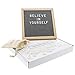 Visionary Life Co Gray Felt Letter Board Sign - 10x10 Changeable Letterboard Comes with 320 White Plastic Letters and Wooden Oak Frame - for Decor, Office, Bulletin, Baby Message, Home & Classroom