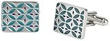 Simon Carter Mens West End Retro Enamel Cufflinks - Silver/Teal